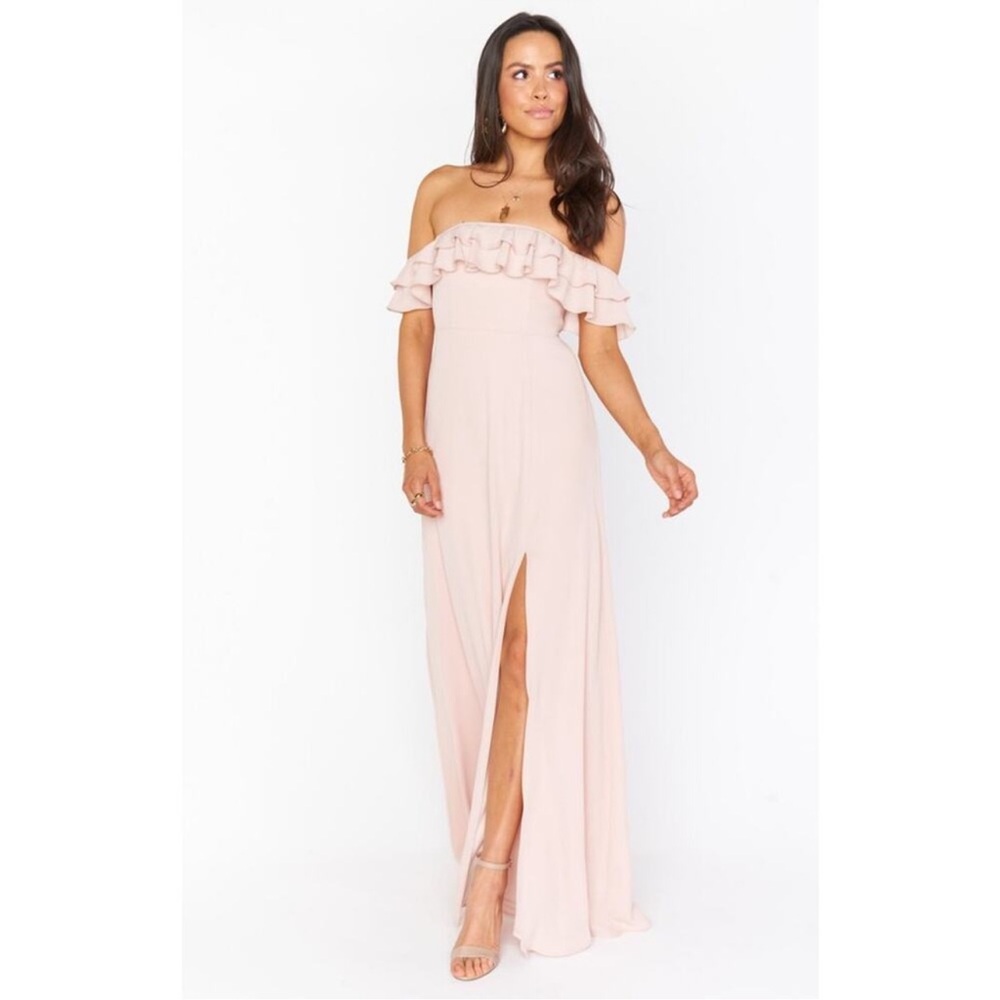 Show Me Your Mumu Emma Ruffle Maxi in Dusty Blush Crisp XXS